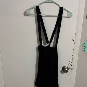 Junior's L Hot Topic Suspender Skater Skirt Black WITH POCKETS